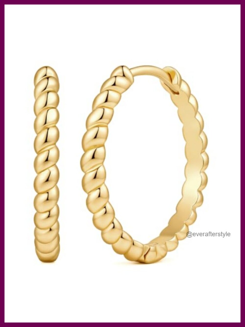 14k Gold Plated Hoop Earrings for Women Twisted Rope Sparkle
